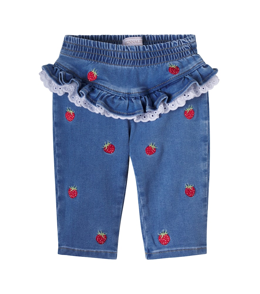 X Disney baby embroidered ruffled jeans