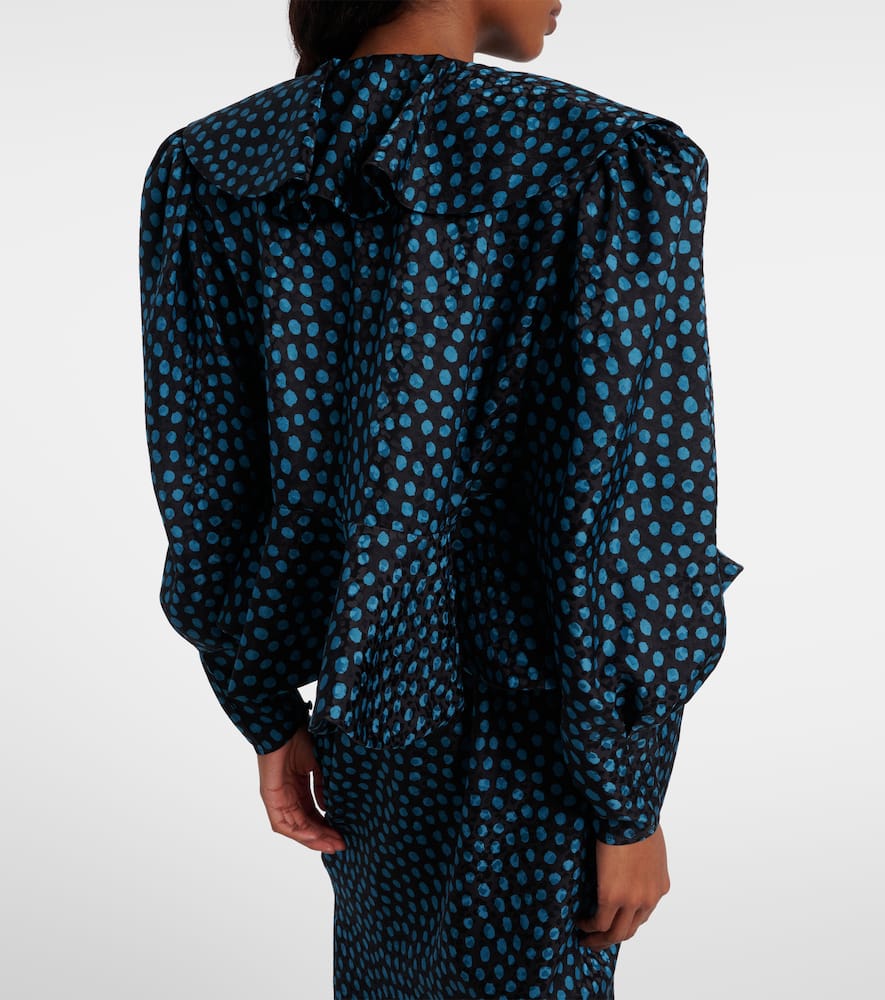 Chloé Polka-dot peplum silk jacquard top