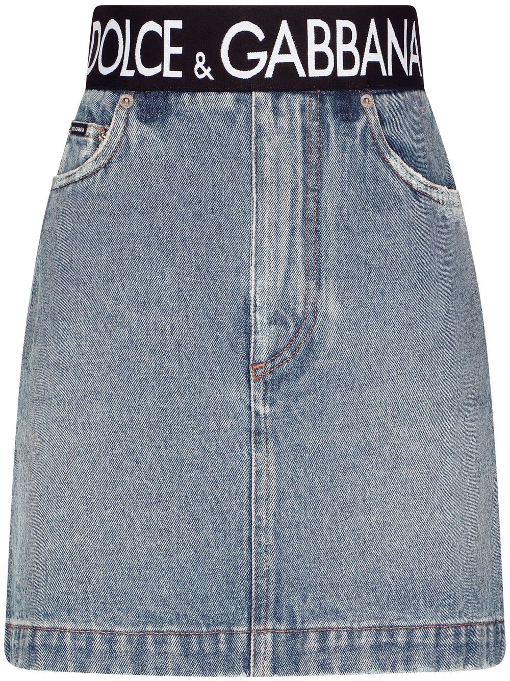 High-waisted denim mini skirt - Blue