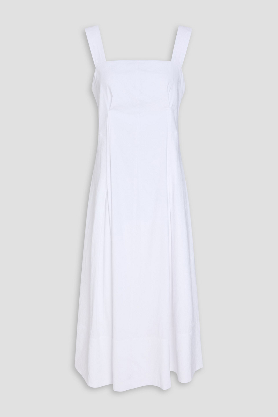 Pleated linen-blend midi dress - White - US 0