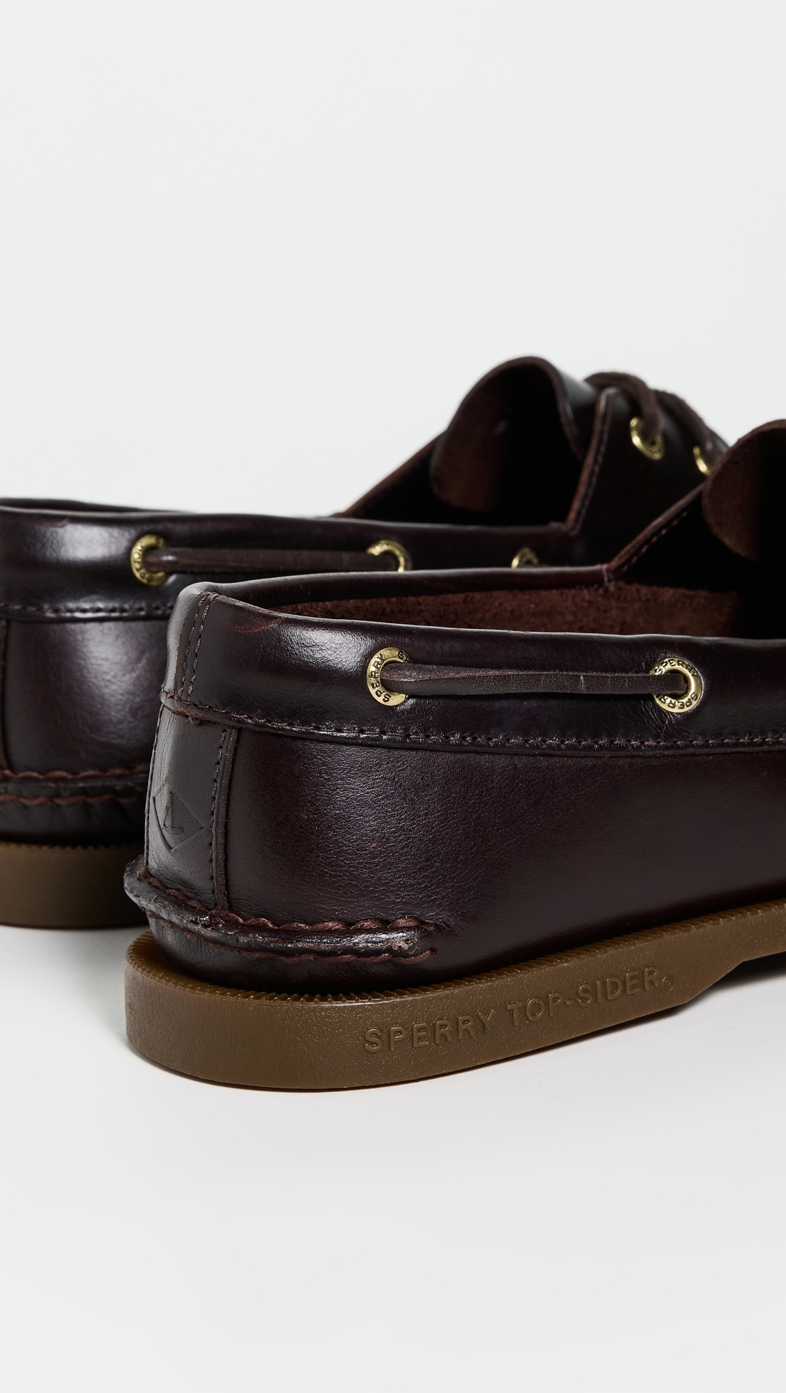 Sperry Authentic Original 2 Eye Leather Boat Shoes Amaretto Leather Mix Mat