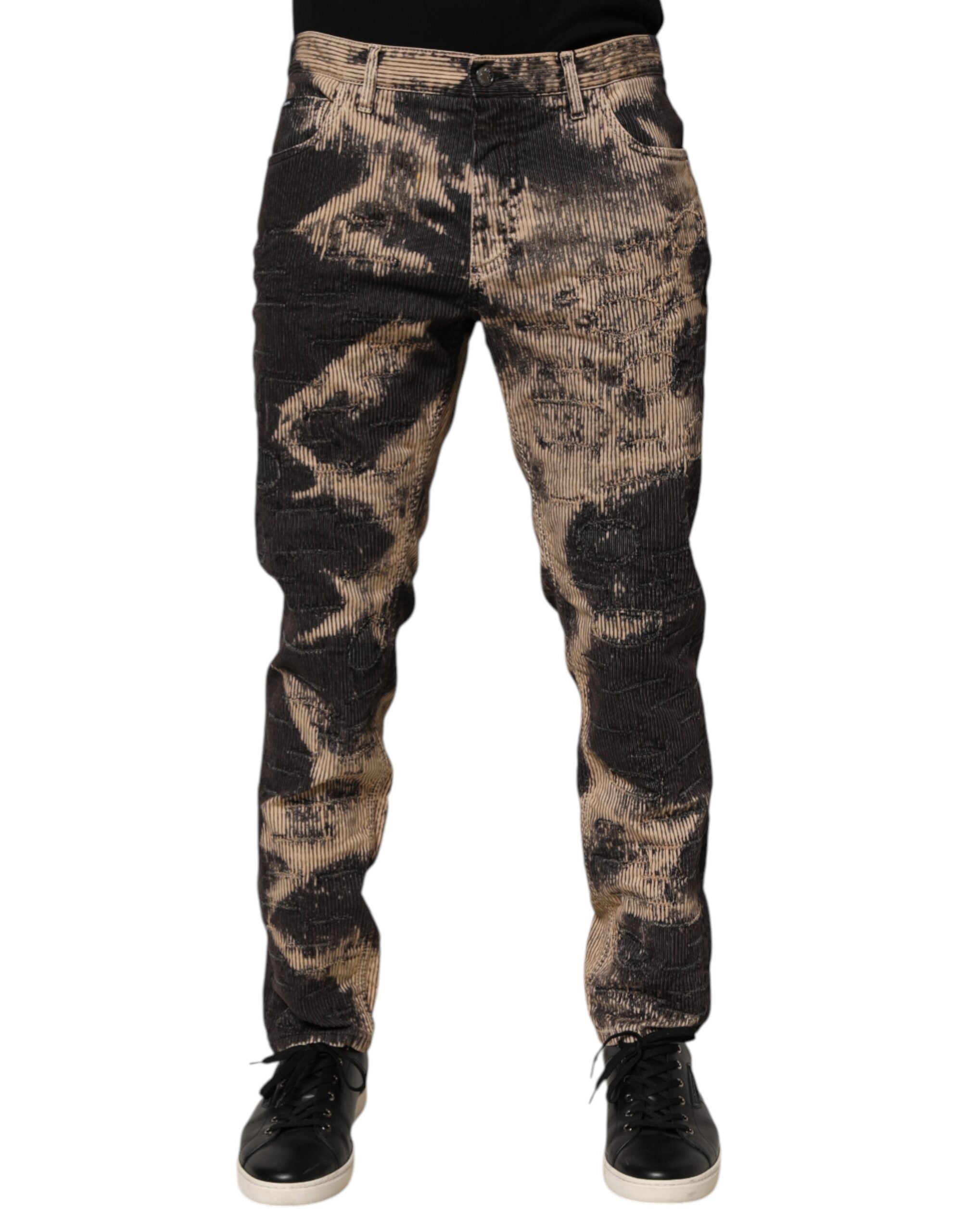 Tie-Dye Corduroy Trousers — Beige