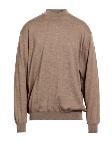 Man Turtleneck Light brown Size 48 Merino Wool