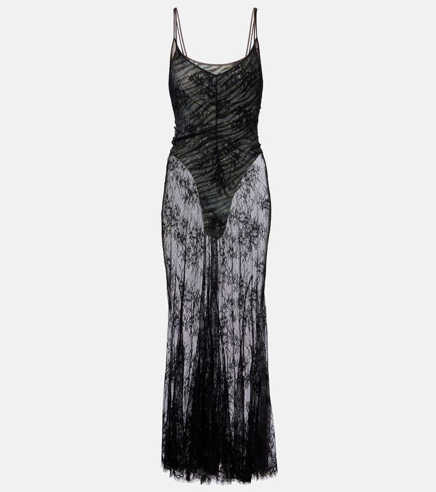 Jersey bodysuit and silk maxi dress set