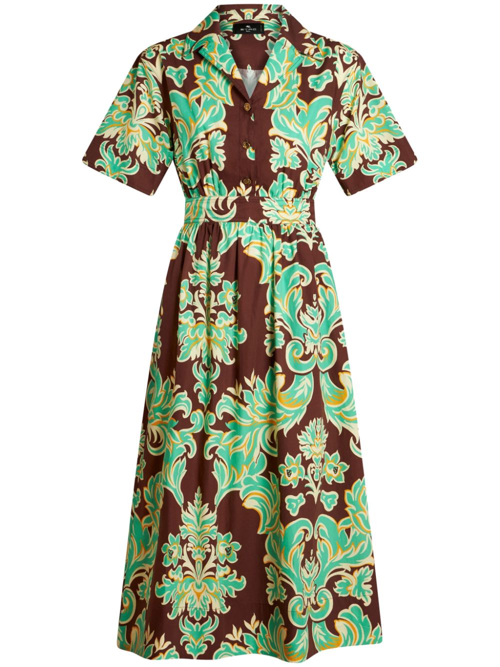 Venus-print cotton shirtdress - Green