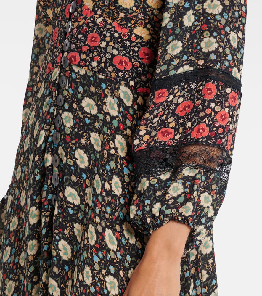 Raven printed crêpe de chine midi dress