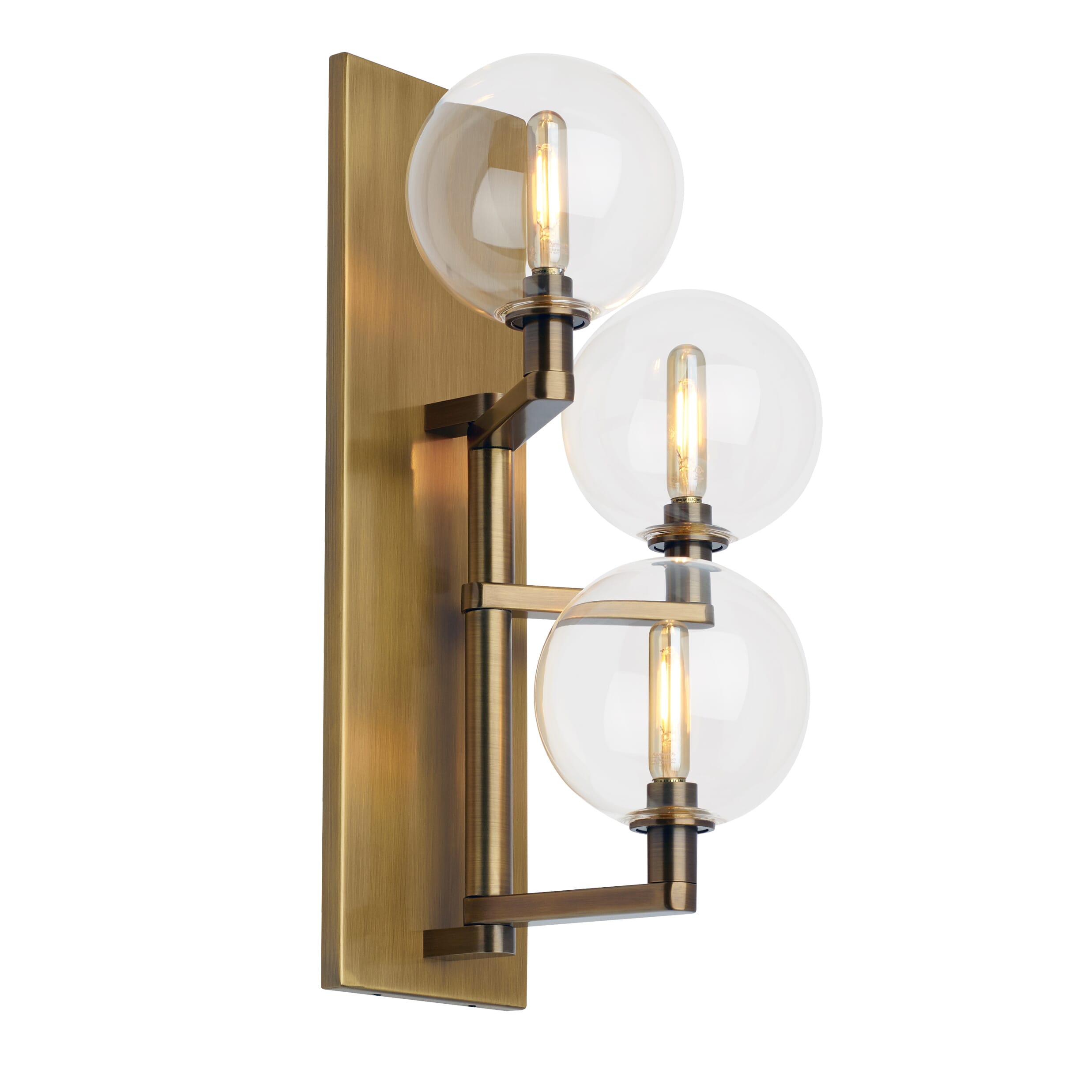 Tech Gambit 18" Wall Sconce in Aged Brass and Clear - 700WSGMBTCR