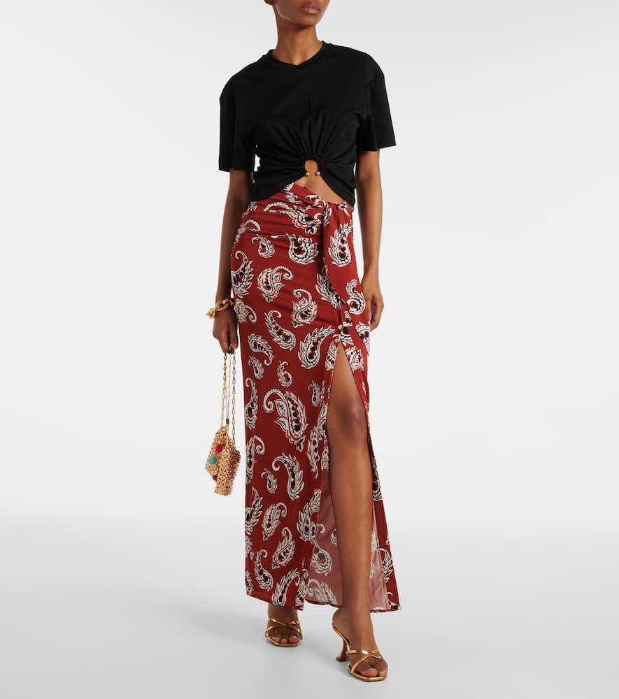 Paisley jersey maxi skirt
