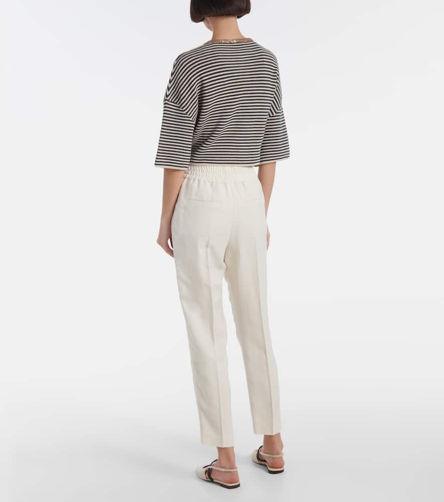 Twill tapered pants