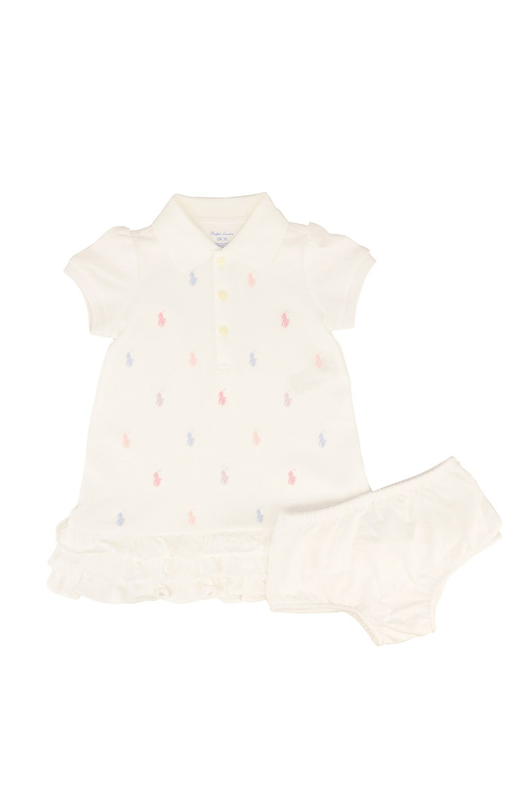 2 Piece White Printed Dress/Bloomer Sets (Baby Girl)