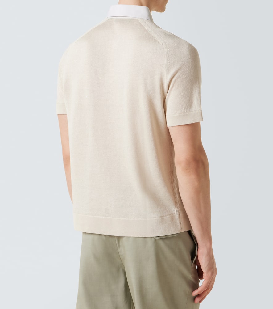 Linen and silk polo shirt