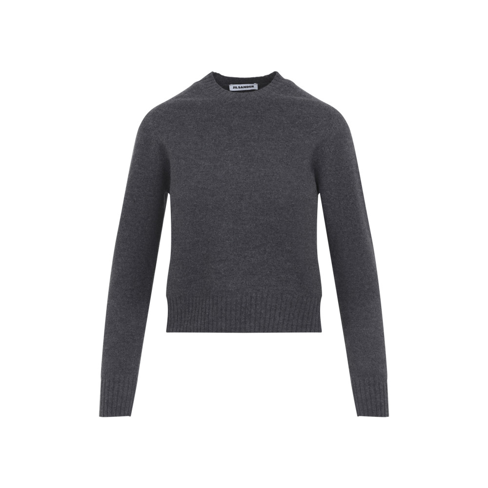 Grey Solid Crew Neck Sweater