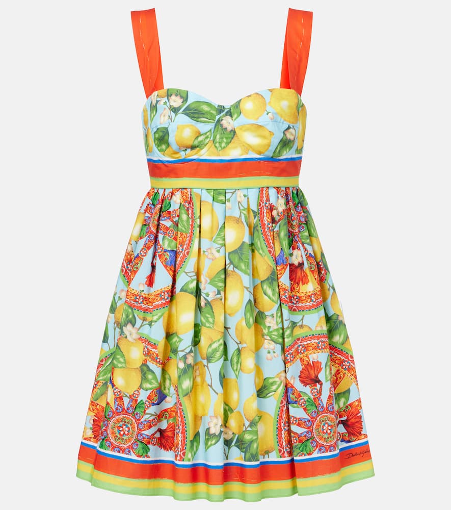 Printed cotton mini dress