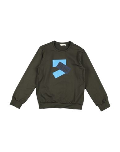 Kid Boy Sweatshirt Military green Size 12 Cotton, Elastane