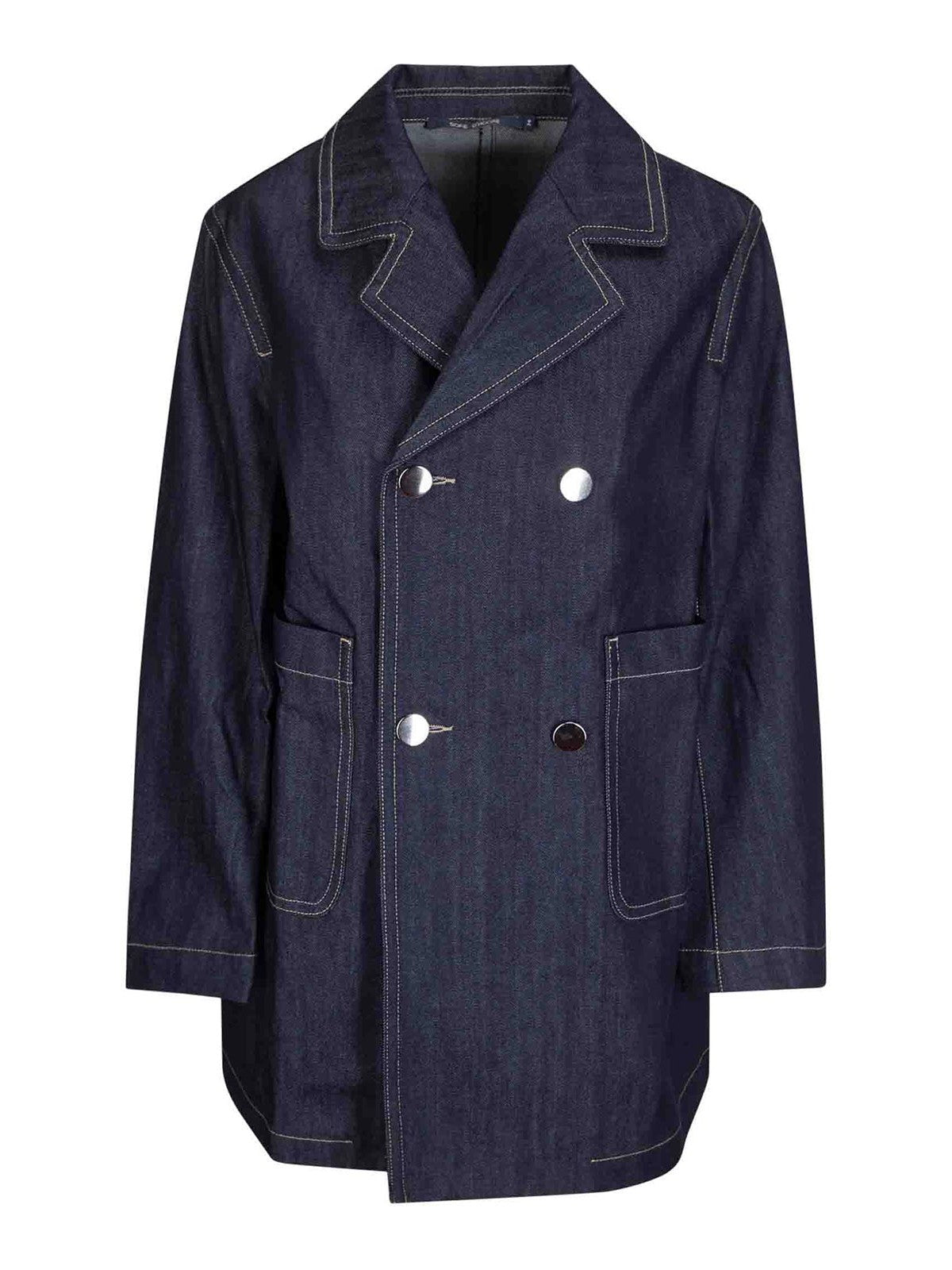Double-Breasted Denim Jacket — Navy