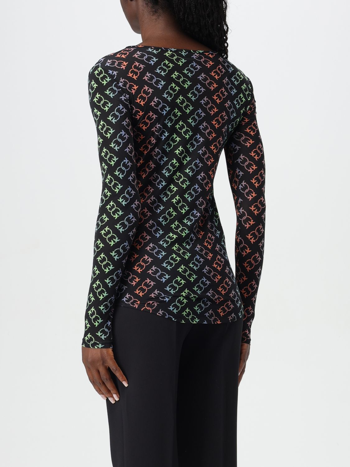 Love Birds monogram blouse - Black