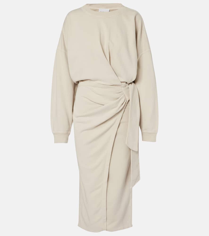 Draped cotton jersey sweatshirt dress