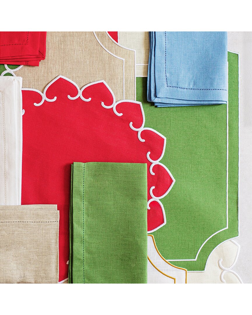 Tessuti Sage Green Rectangular Placemats With White Stitching - Set Of 4