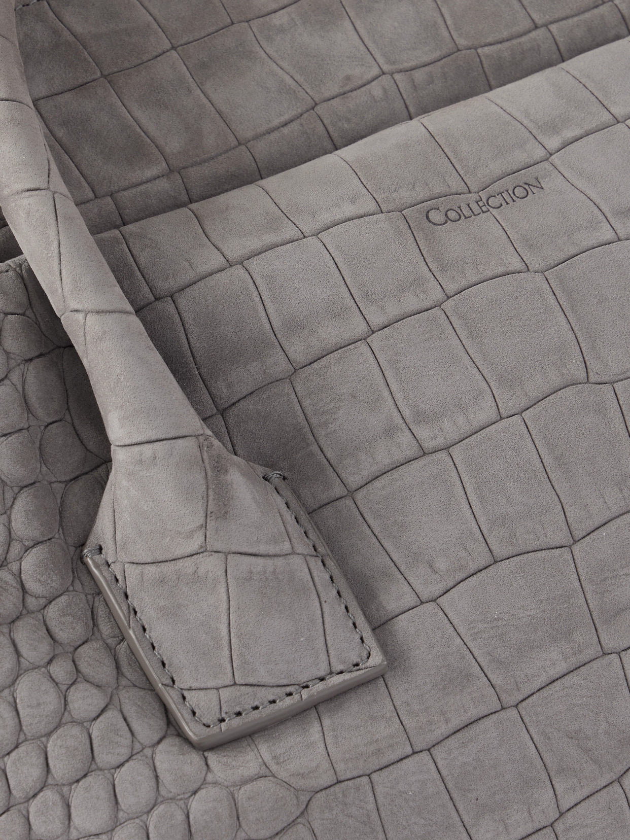 America Duffle Medium Croc-effect Suede Tote - Gray