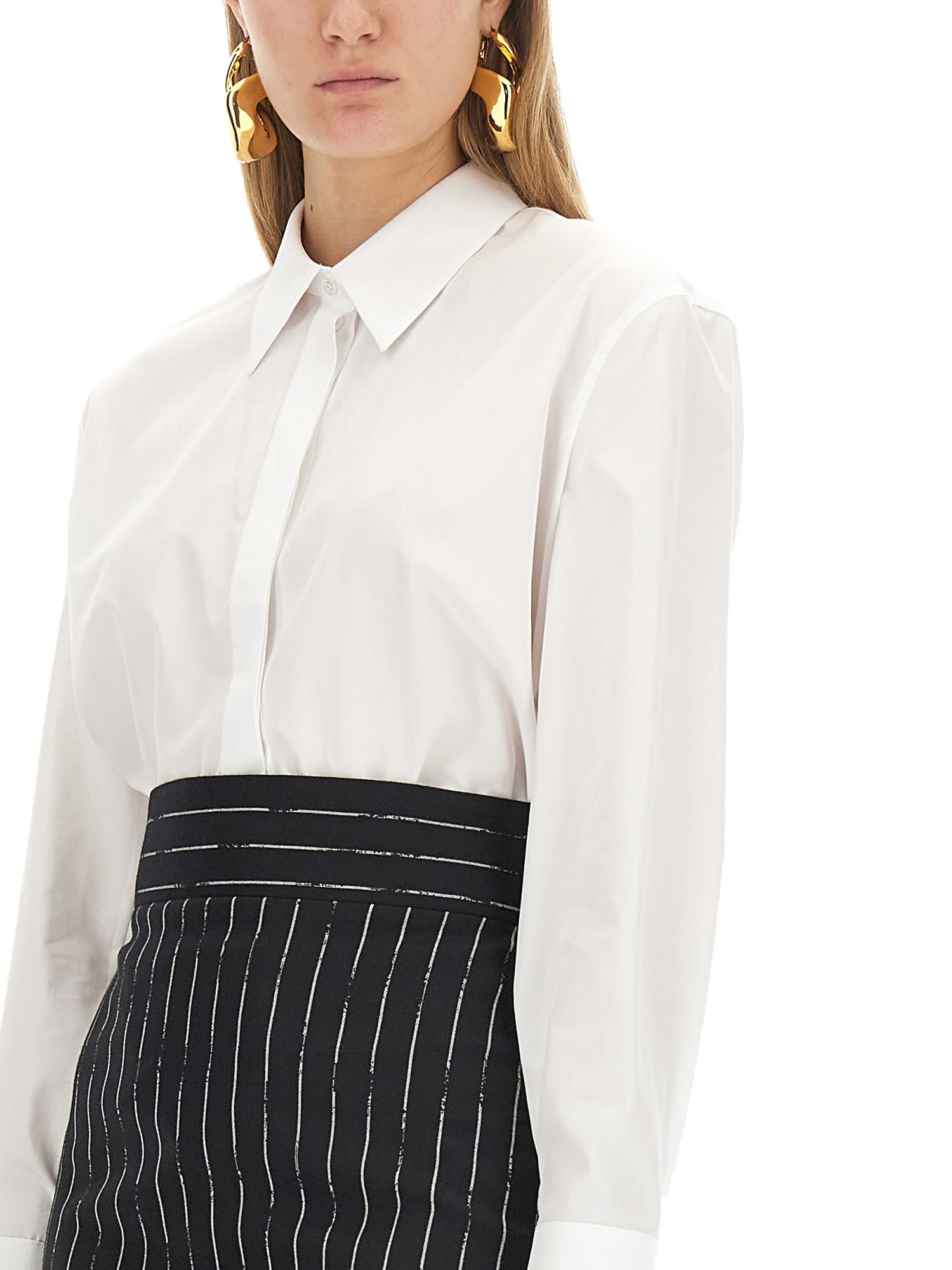 Point-collar cotton shirt - White