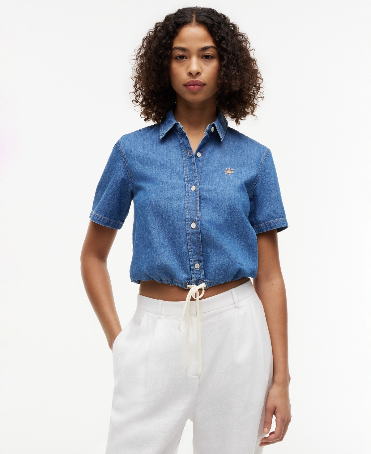 Women's Cotton-Blend Short-Sleeve Shirt - Mia