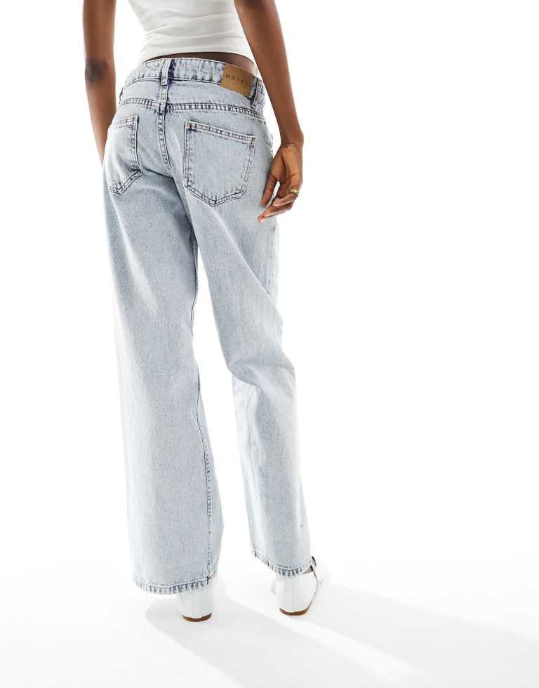 Motel Womens parallel leg low rise jeans in 80s light blue wash - Sky Blue - 36W