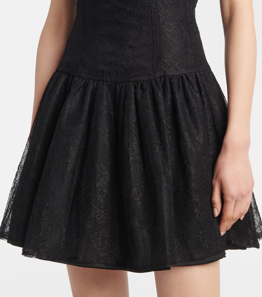 Bow-detail lace minidress