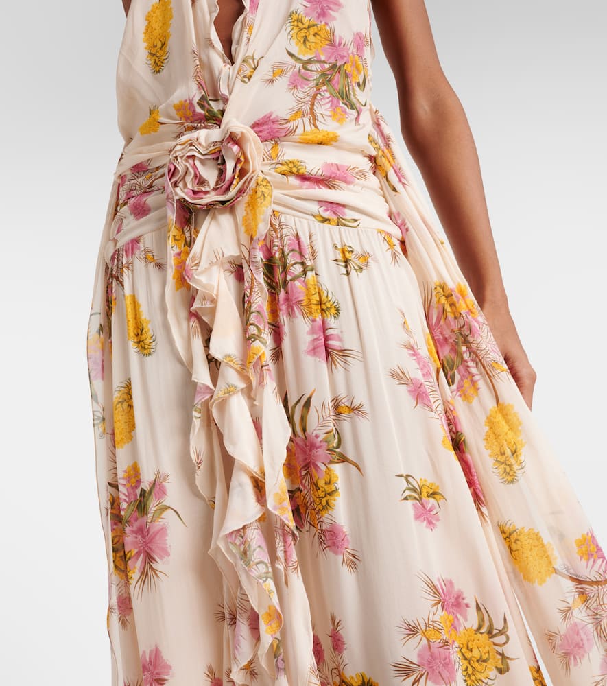 Floral ruffled georgette gown