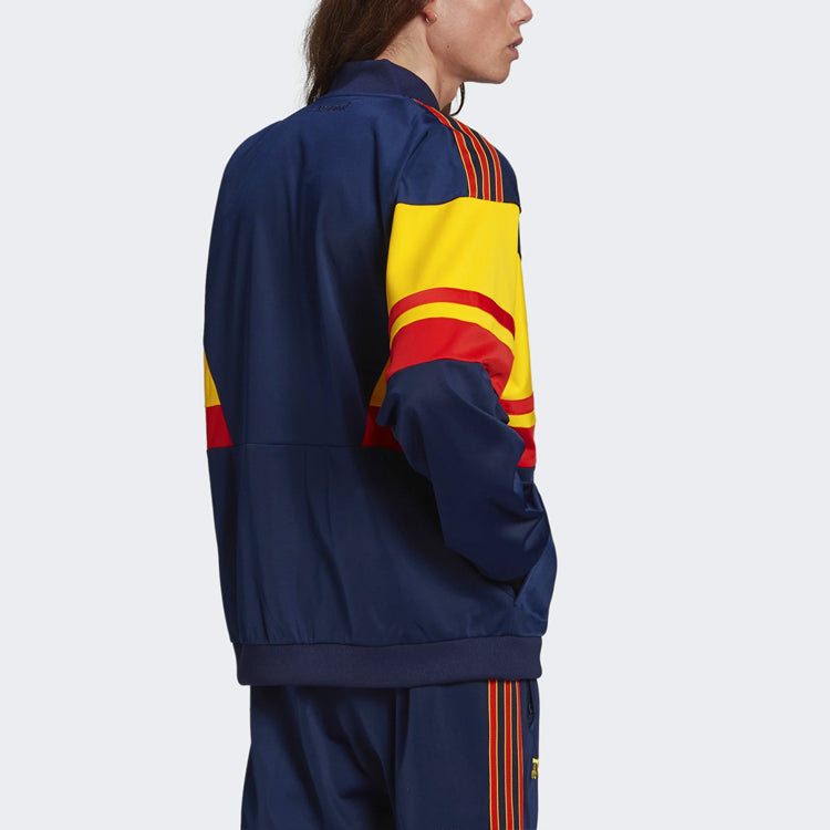 Originals Colorblock Stripe Logo Embroidered Soccer/Football Sports Jacket Arsenal Navy Blue