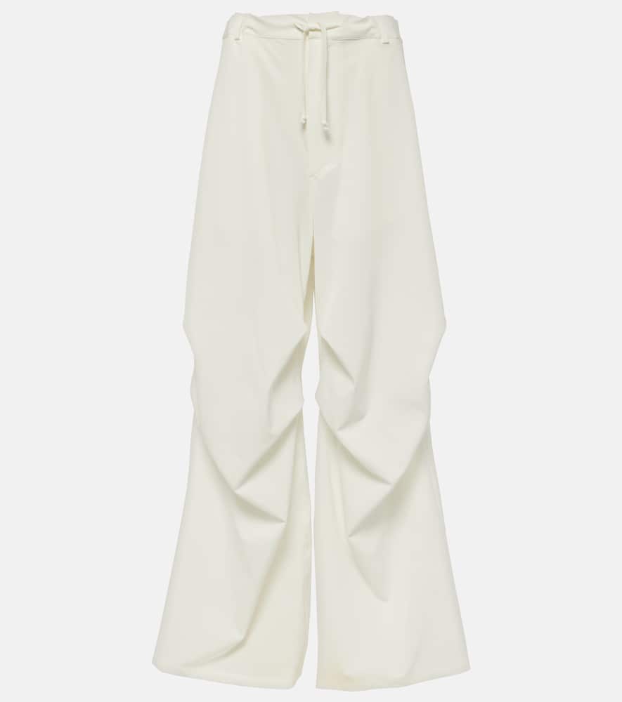 Mid-rise twill wide-leg pants