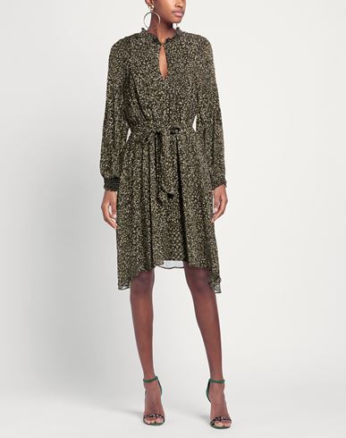 Woman Midi dress Military green Size L Viscose