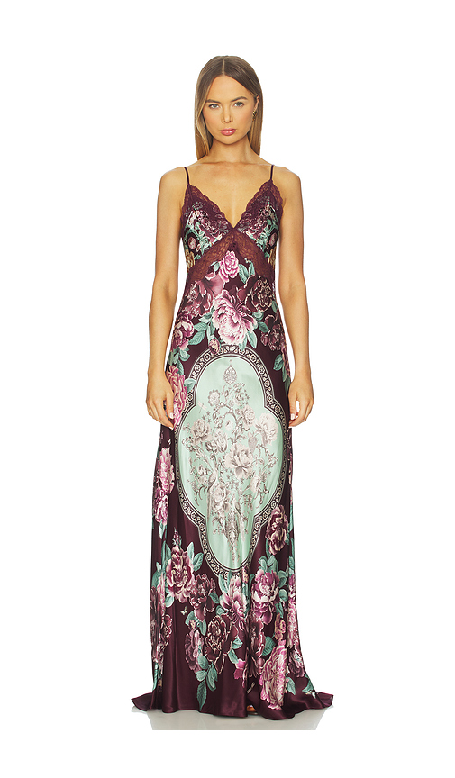 Camilla V Neck Long Bias Slip Dress With Train in If These Tiles Could Talk. XS also in L, M