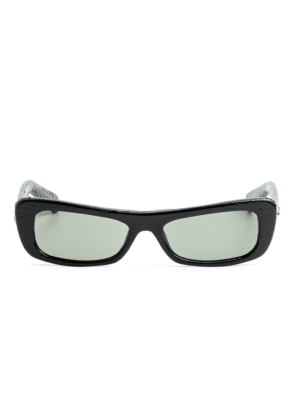 Capri crocodile-effect rectangular sunglasses - Black