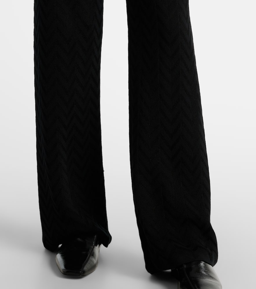 High-rise cotton-blend wide-leg pants