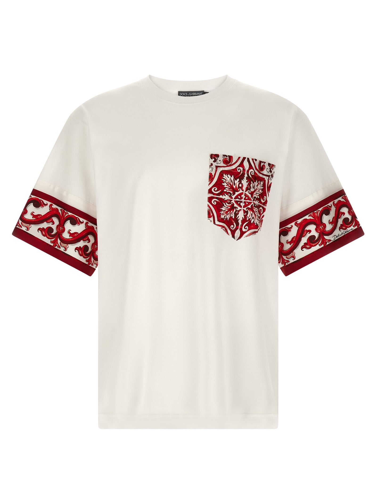 Maiolica Print Cotton T-Shirt — White