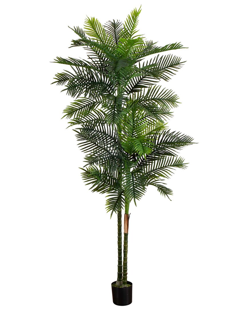 Nearly Natural 9ft UV-Resistant Artificial Double Robellini Palm Tree  (Indoor/Outdoor)