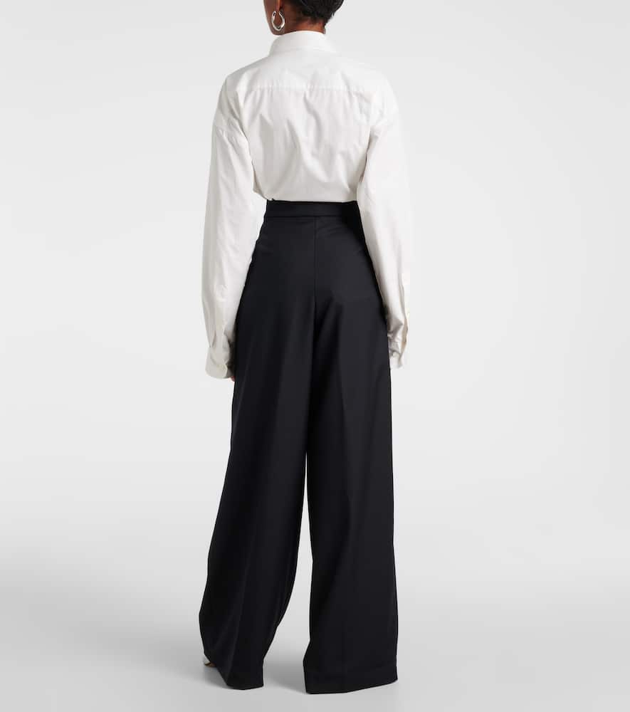 Pleated wool wide-leg pants