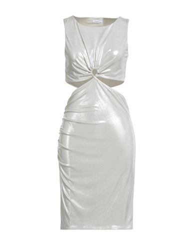 Woman Mini dress Silver Size 2 Polyester, Elastane