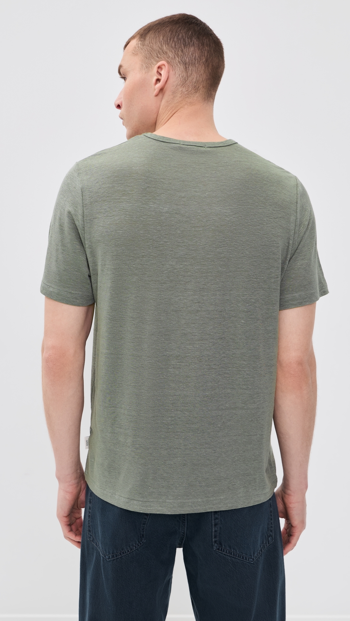 Stretch Linen Crew Neck Tee Agave