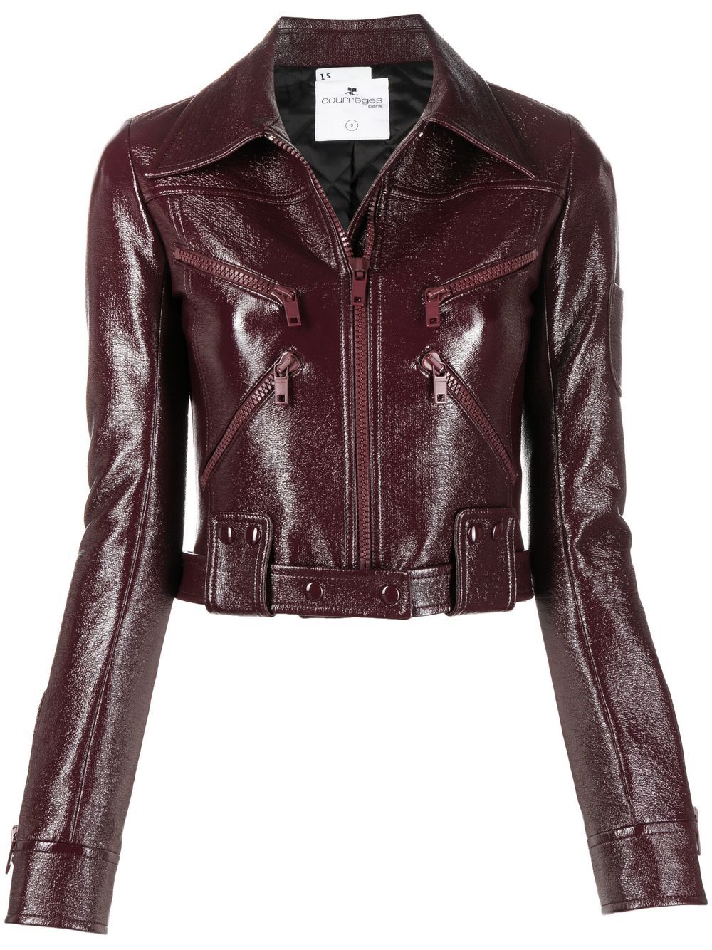Vinyl zip-up biker jacket - Black