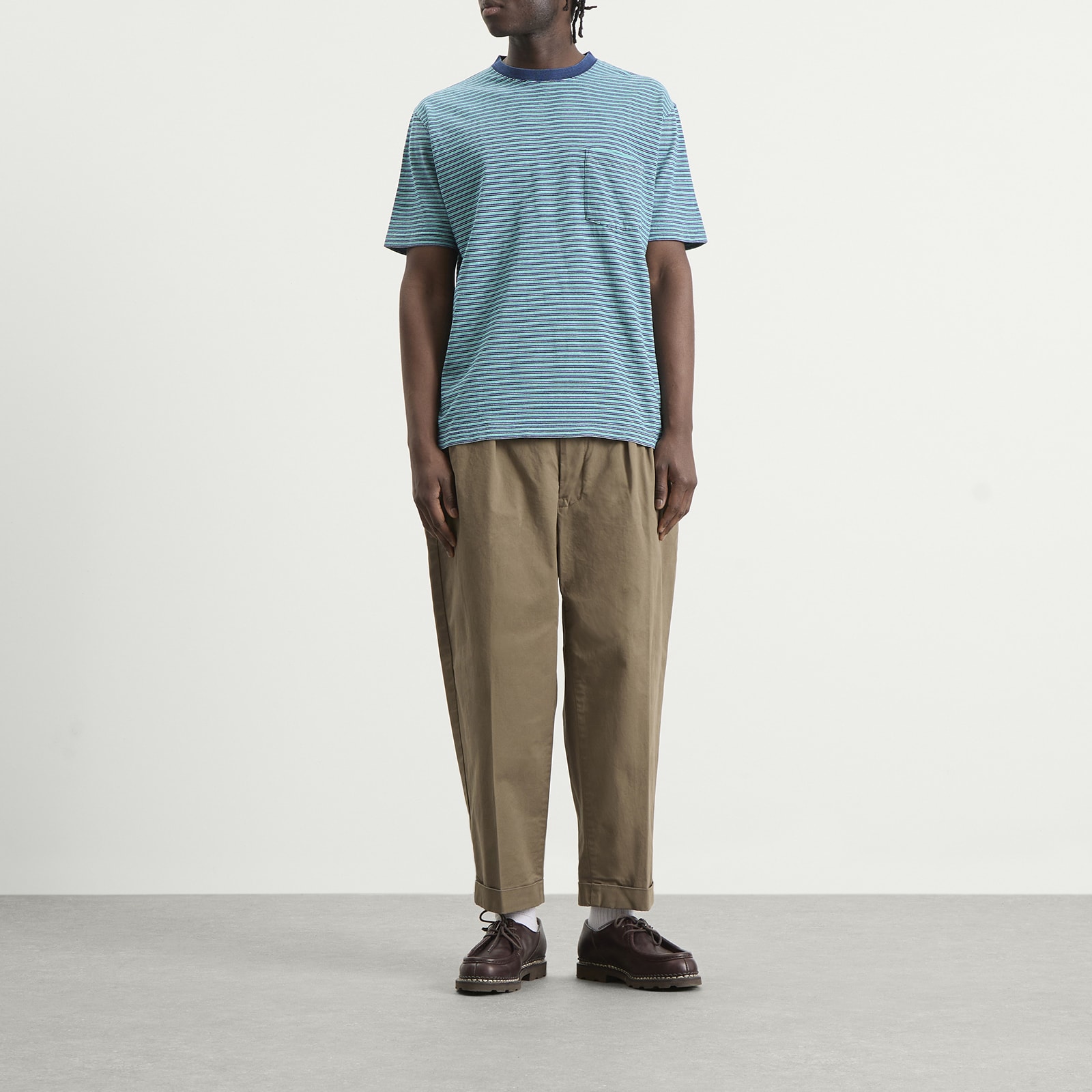 Men's Multi Stripe Pocket T-Shirt in Green