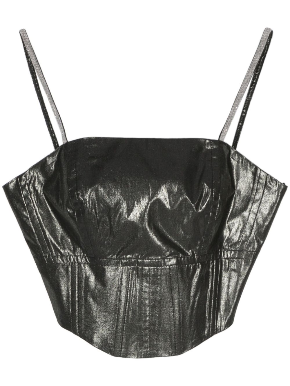 Lamé corset crop top - Grey