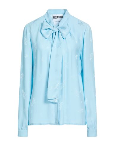 Couture Woman Shirt Sky blue Size 12 Viscose, Silk