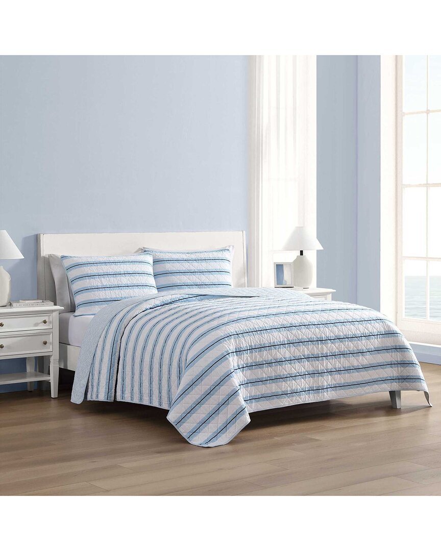 Tim Stripe Reversible Cotton Percale Quilt Set
