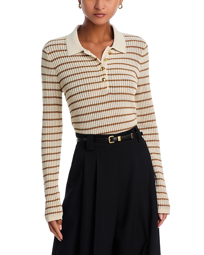 The Knit Rib polo top - Neutrals