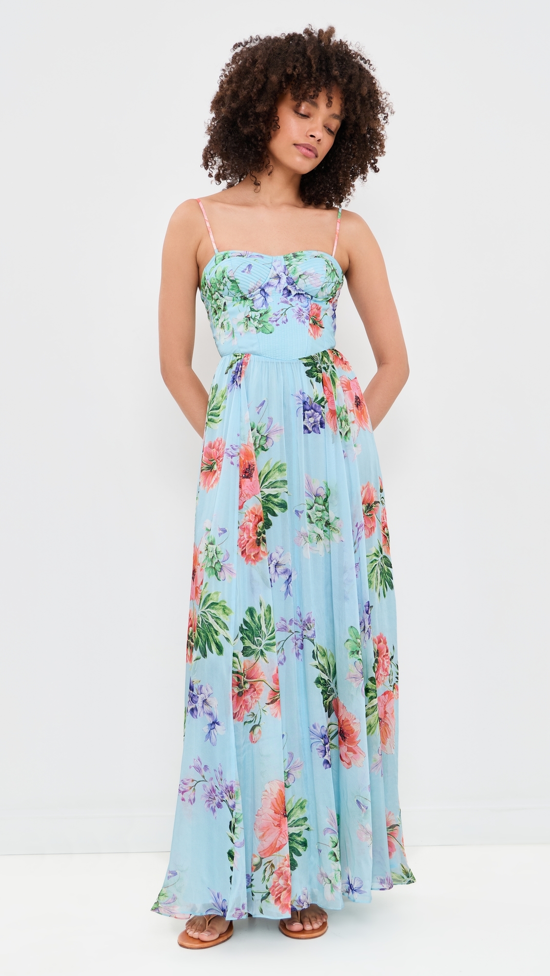 Corsetted Maxi Dress Blue