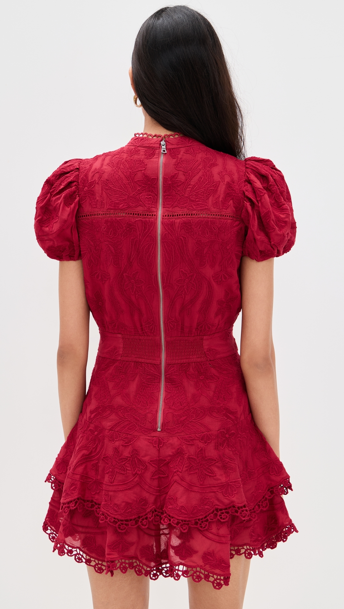 Loryn Embroidered Dress Dark Cherry