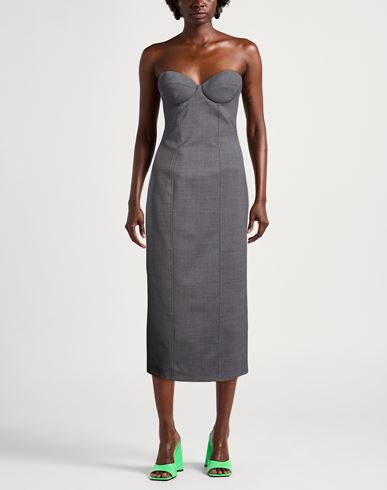 Woman Midi dress Grey Size 4 Virgin Wool, Elastane