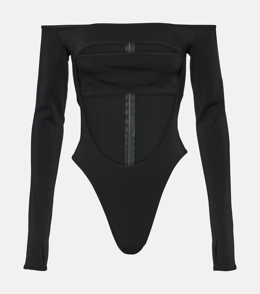 Circle off-shoulder cutout bodysuit
