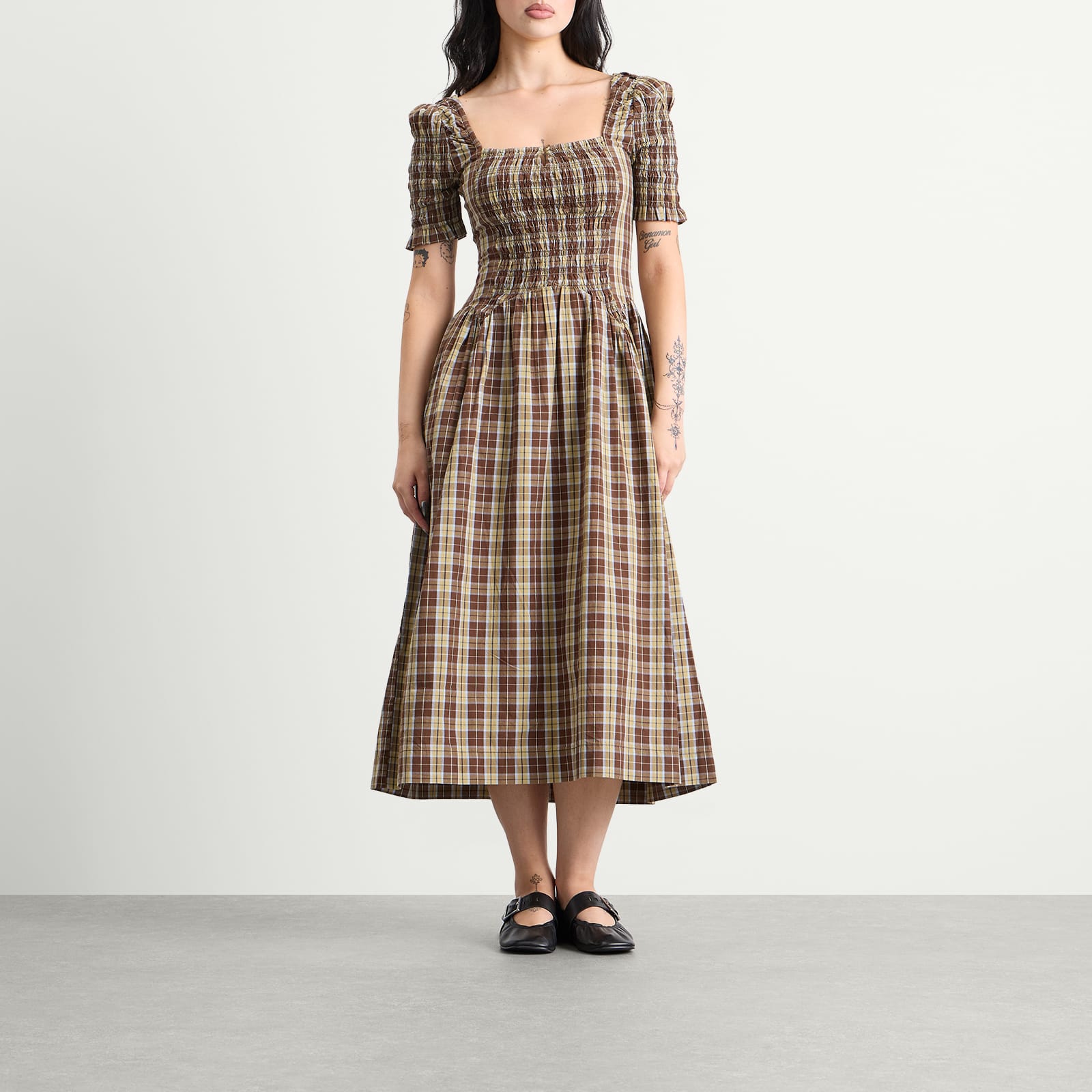 Women's Emmy Shirred Midi Dress Cocoa